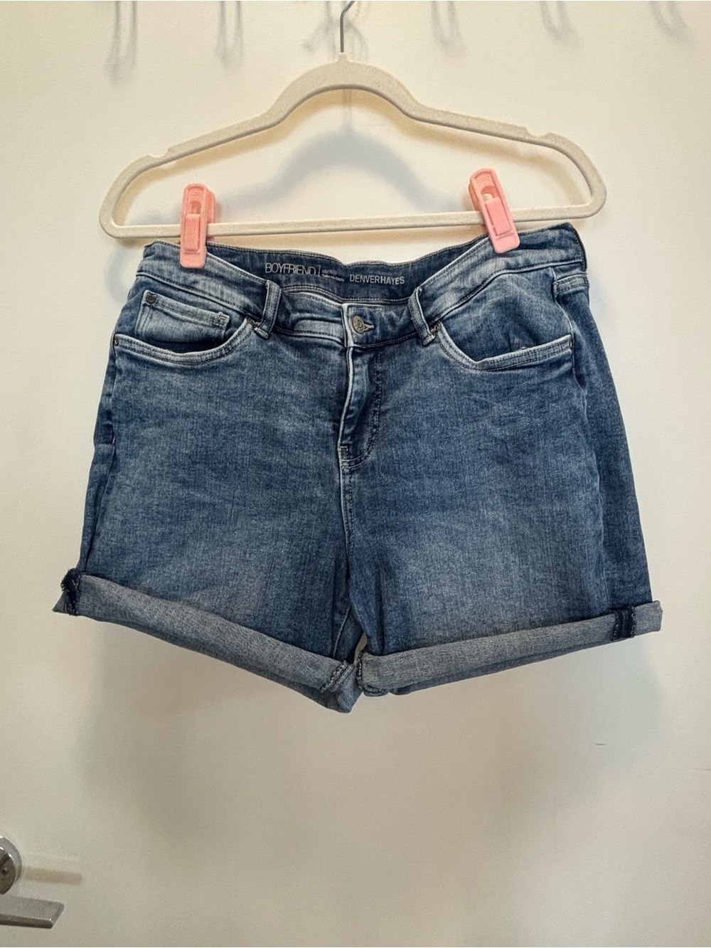 Denver Hayes Boyfriend Roll-Cuff Denim Shorts - Blue